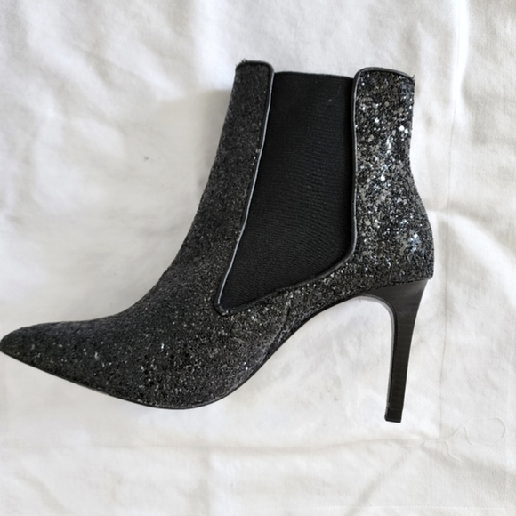 Zara Trafaluc Women's Glitter Black Ankle Boots Size 7.5 - Picture 6 of 11